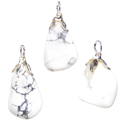 [8720088294833] Pendentif pierre gemme Howlite |±1.5-3cm