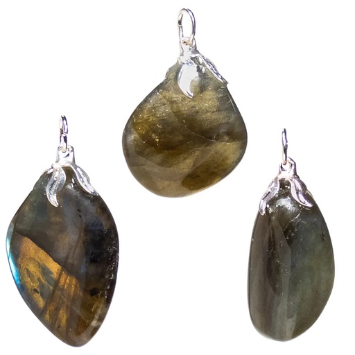 [8720088294871] Pendentif pierre gemme Labradorite |±1.5-3cm