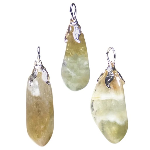 [8720088294932] Pendentif pierre gemme Prasiolite | ±1.5-3cm