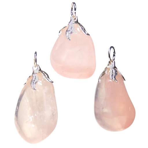 [8720088294963] Pendentif pierre gemme Quartz rose qualité A | ±1.5-3cm