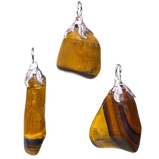 [8720088294987] Pendentif pierre gemme Oeil du Tigre | ±1.5-3cm