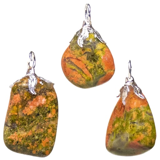 [8720088295014] Pendentif pierres gemme Unakite | ±1.5-3cm