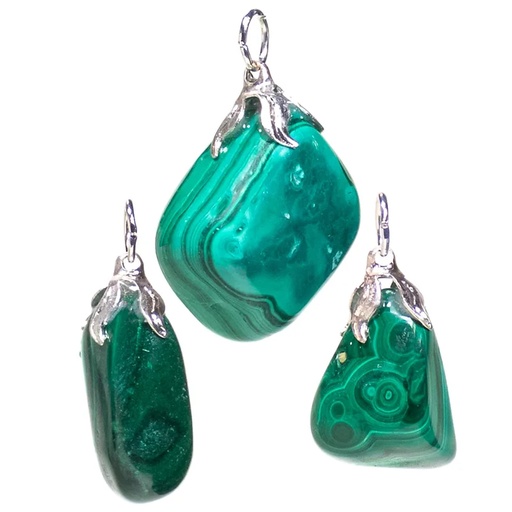 [8720088295106] Pendentif pierre gemme Malachite |±1.5-3cm