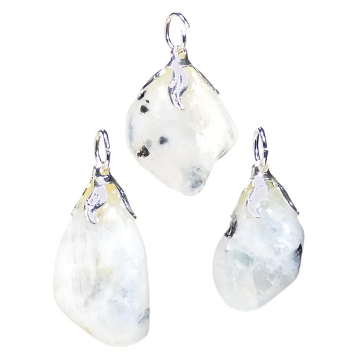 [8720088295151] Pendentif pierre gemme Labradorite blanche | ±1.5-3cm