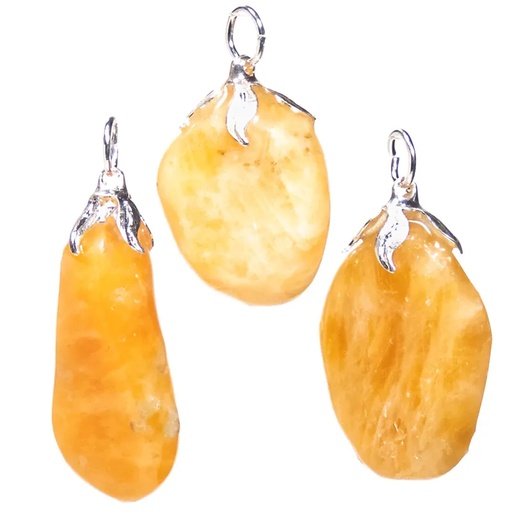 [8720088295212] Pendentif pierre gemme Calcite orange |±1.5-3cm