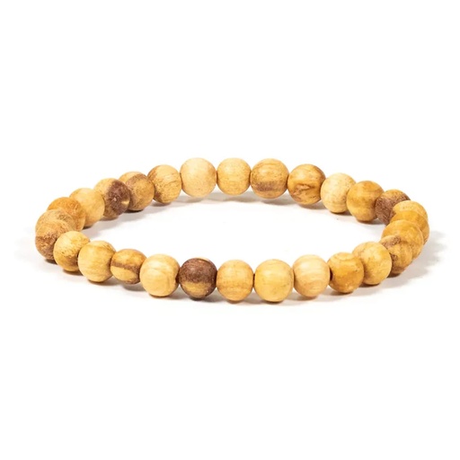 [8720088295304] Bracelet Palo Santo perles rondes S élastique | 0.6 cm