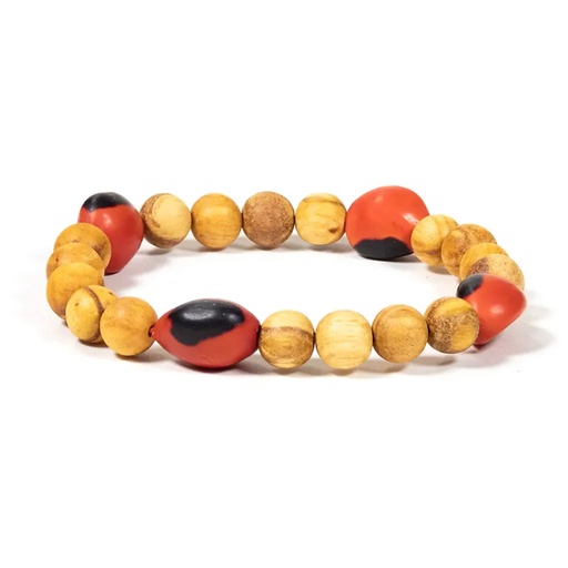 [8720088295335] Bracelet Palo Santo avec 4 perles Huayruro | 0.8 cm