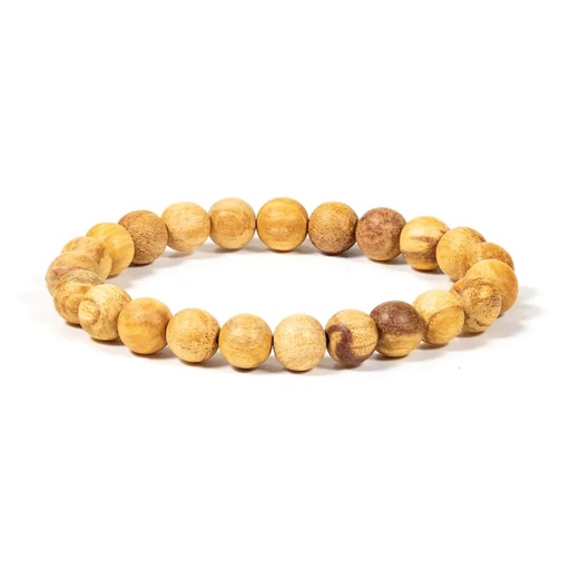 [8720088295397] Bracelet Palo Santo perles rondes M élastique | 0.8 cm