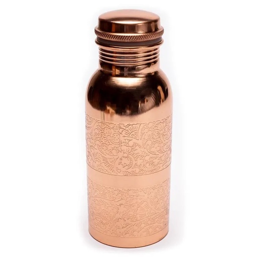 [8720088296226] Bouteille en cuivre motif floral gravé | 500 ml