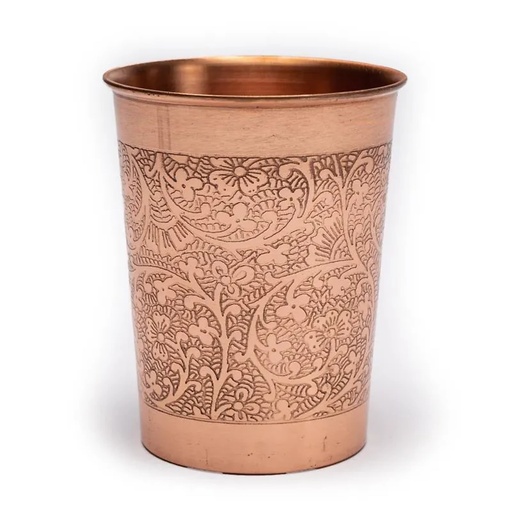 [8720088296233] Gobelets en cuivre motif floral gravé | 250 ml