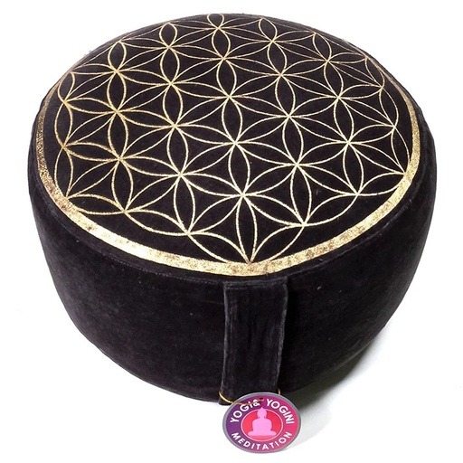 [8720088296318] Coussin de méditation vintage fleur de vie athracite |±2300g