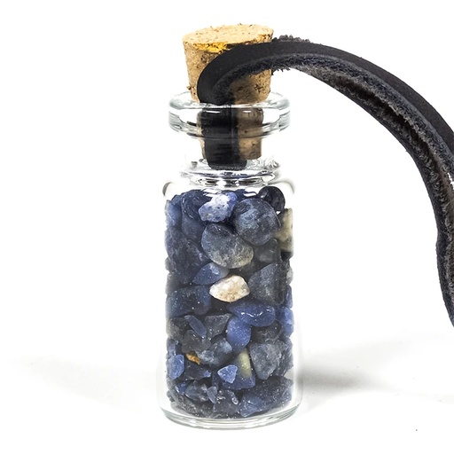 [8720088296325] Bouteille en verre avec Sodalite et cordon | 3,6 cm