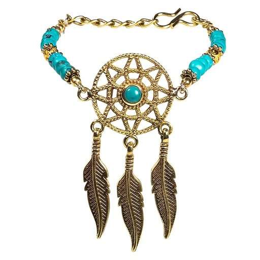 [8720088296479] Bracelet attrape-rêves couleur turquoise |±6.5cm