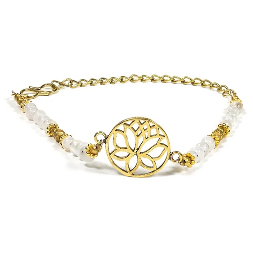 [8720088296486] Bracelet lotus avec pierre de lune | ±0.4cm