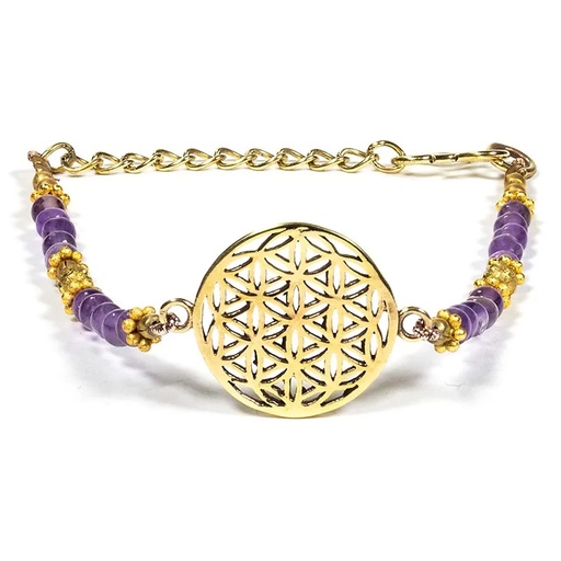 [8720088296493] Bracelet fleur de vie avec améthyste | ±0.3 cm