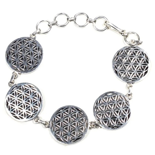 [8720088296516] Bracelet fleur de vie couleur argent | ±19cm