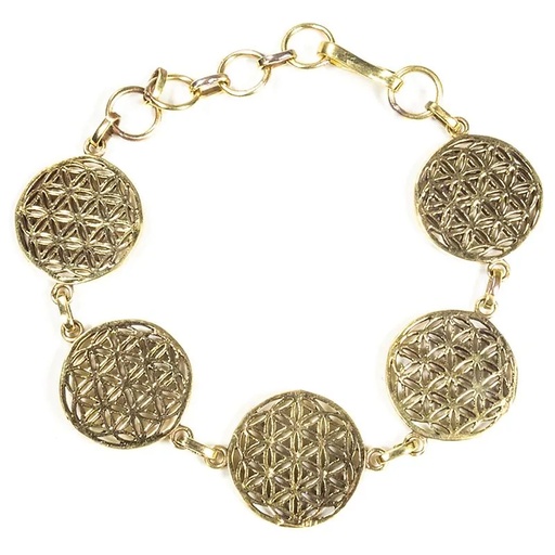 [8720088296523] Bracelet fleur de vie couleur or | ±19cm