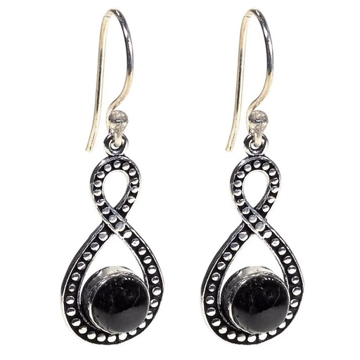 [8720088296585] Boucles d'oreilles avec tourmaline noire| 4cm