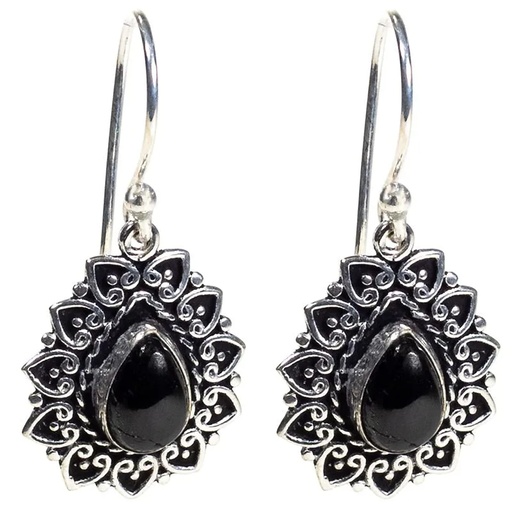 [8720088296592] Boucles d'oreilles tourmaline noire| 3.5cm
