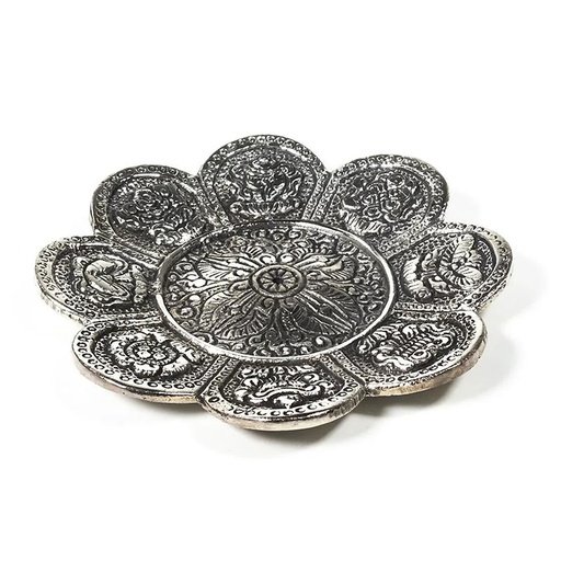 [8720088296646] Brûleur d'encens signes auspicieux couleur d'argent | 94 g;12 cm