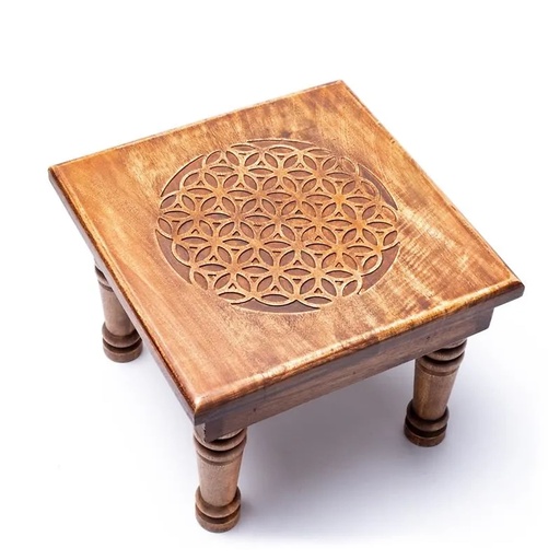 [8720088297131] Table dáppoint en bois Fleur de vie | 30x30x23cm; 2250g