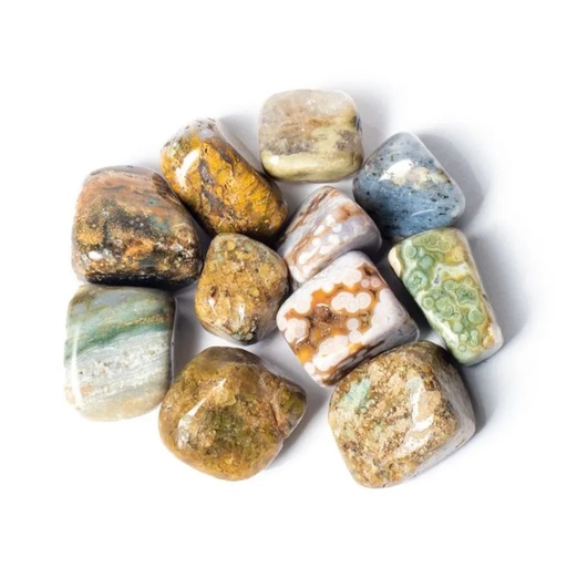 [8720088297575] Jaspe océanique  pierres polies de qualité A -- 3x4cm; 250g
