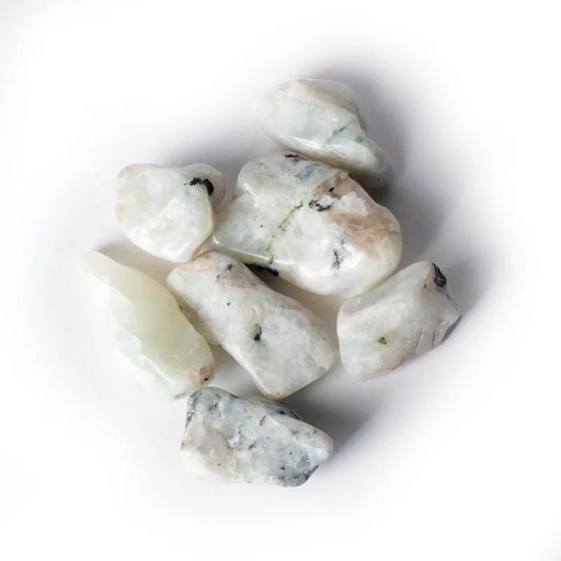 [8720088297735] Pierres de lune blanches pierre polie de qualité A |  5x8cm; 250g