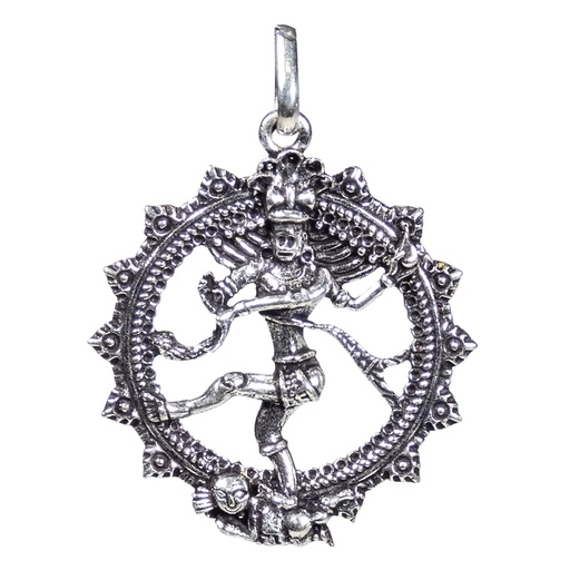 [8720088297834] Pendentif Shiva couleur d'argent | 4.5 cm