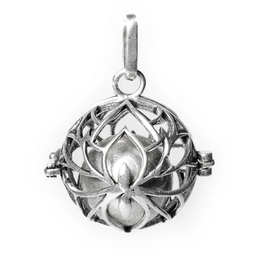 [8720088297889] Pendentif grossesse Lotus boule harmonie couleur argent | 2.5 cm