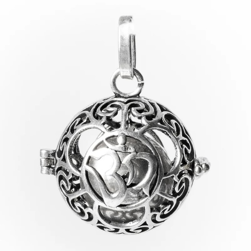 [8720088297902] Pendentif grossesse OM boule harmonie couleur argent | 2.5 cm