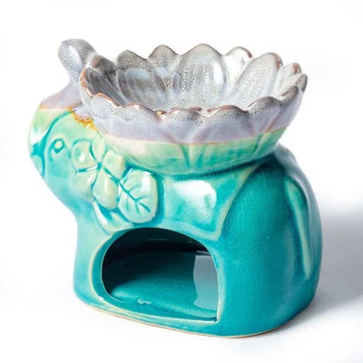 [8720088297988] Brûleur cire à fondre et à huile éléphant turquoise| 12.5x9x9cm