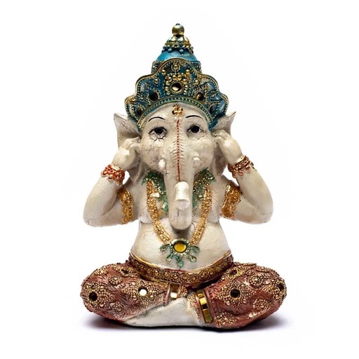 [8720088298060] Statue de Ganesh N'écoute aucun mal | 15x10x21 cm