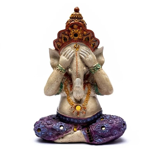 [8720088298077] Statue de Ganesh Ne vois aucun mal | 15x10x21 cm