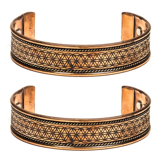 [8720088298084] Bracelet en cuivre magnétiqueFleur de vie 2 pièces | ±7 cm