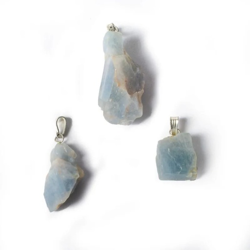 [8720088298770] Pendentif pierre précieuse calcite bleue brute | ±2.5cm