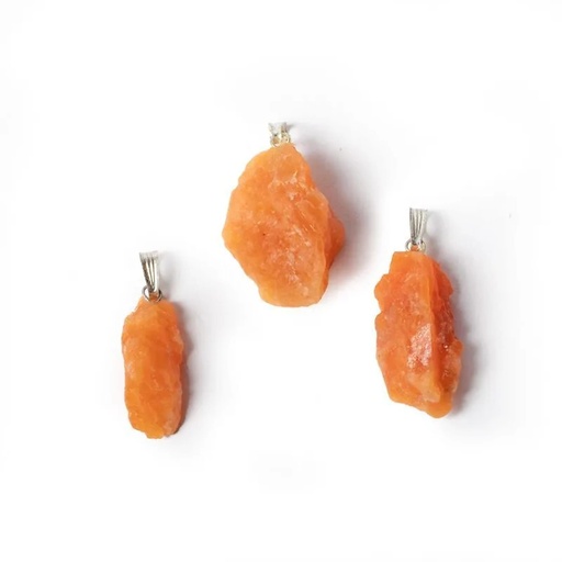 [8720088298794] Pendentif pierre précieuse calcite orange brute | ±3cm