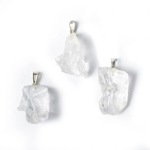 [8720088298824] Pendentif pierre précieuse cristal de roche brute | ±3.5cm