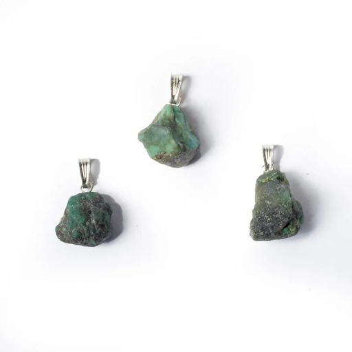 [8720088298831] Pendentif pierre précieuse émeraude brute | ±2.5cm