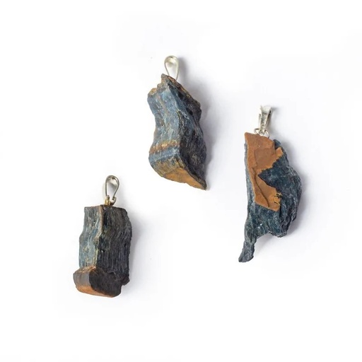 [8720088298848] Pendentif pierre précieuse oeil de faucon brute | ±3.5cm