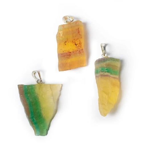 [8720088298855] Pendentif pierre précieuse fluorite brute | ±2.5-4cm