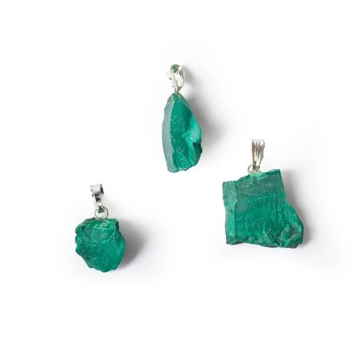 [8720088298893] Pendentif pierre précieuse malachite brute | ±2.5cm