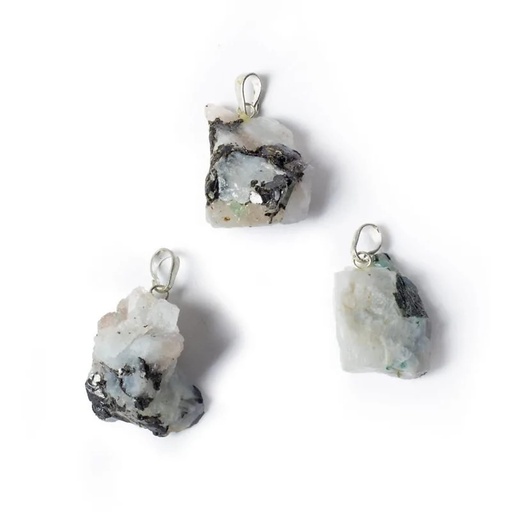 [8720088298909] Pendentif pierre de lune blanche brute | ±3.5cm