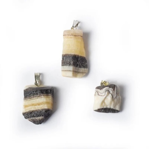 [8720088298923] Pendentif pierre précieuse  onyx zèbre brute | ±2.5cm