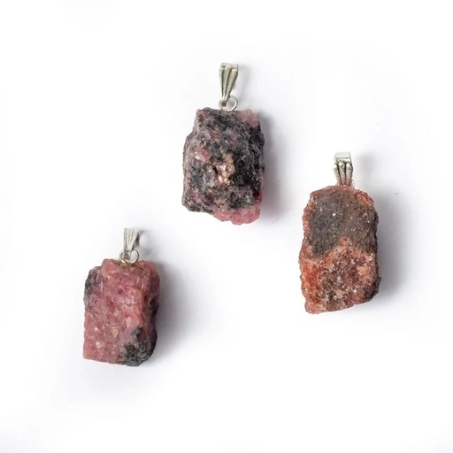 [8720088298947] Pendentif pierre précieuse rhodonite | ±3cm
