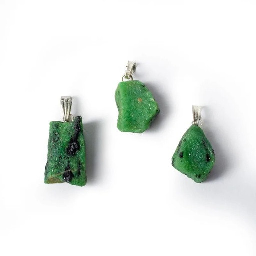 Pendentif pierre précieuse Rubis Zoisite Anyolite brute | ±