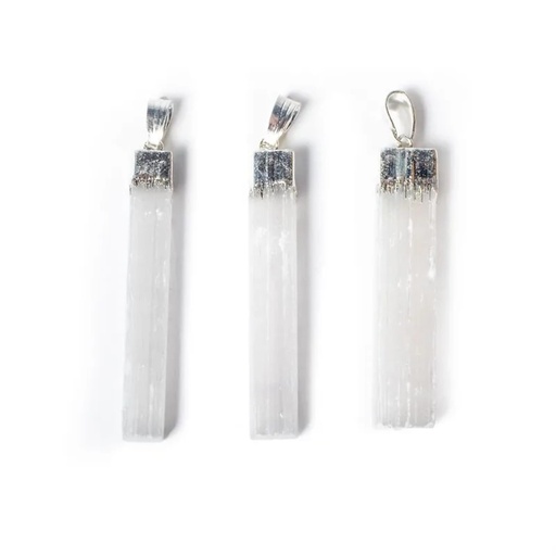 [8720088299104] Pendentif sélénite blanche brute | ±6cm