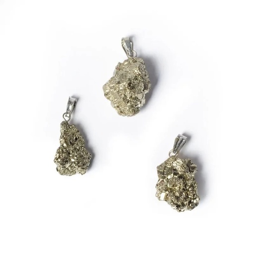 [8720088299111] Pendentif pierre précieuse pyrite brute | ±2.5cm