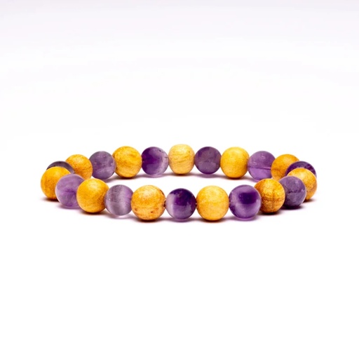 [8720088299128] Bracelet Améthyste / Palo Santo élastiqué -- 0.8cm