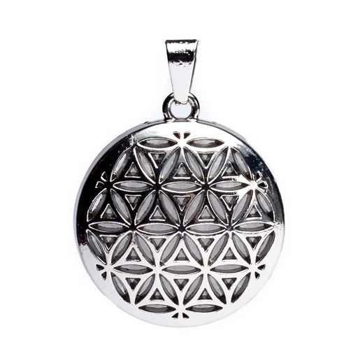 [8720088299166] Pendentif Fleur de vie avec Cristal de roche | 3cm