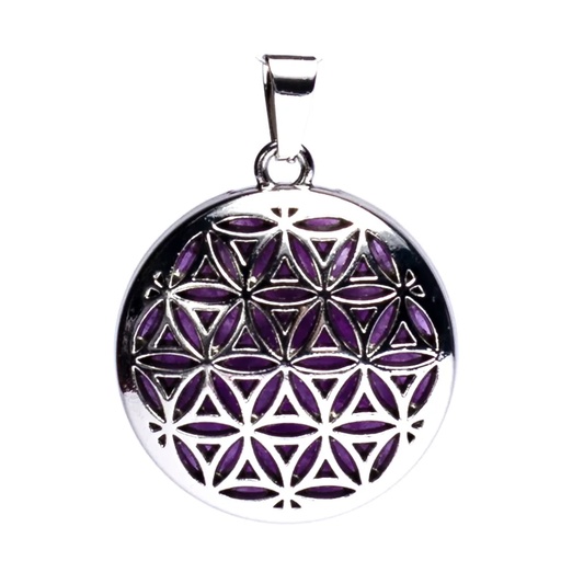 [8720088299173] Pendentif Fleur de vie avec Améthyste | 3cm